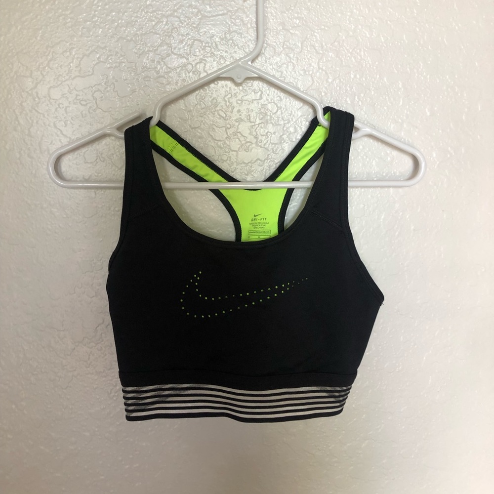 Neon green Nike sports bra